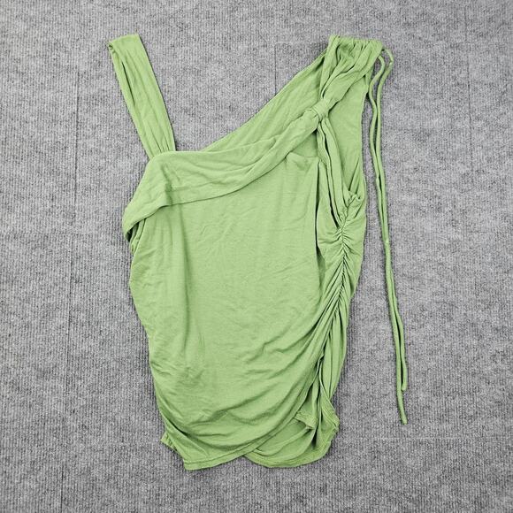 Free People Top Womens XL Dancing In The Sand Ruched Festival Asymmetrical Green - Picture 6 of 6